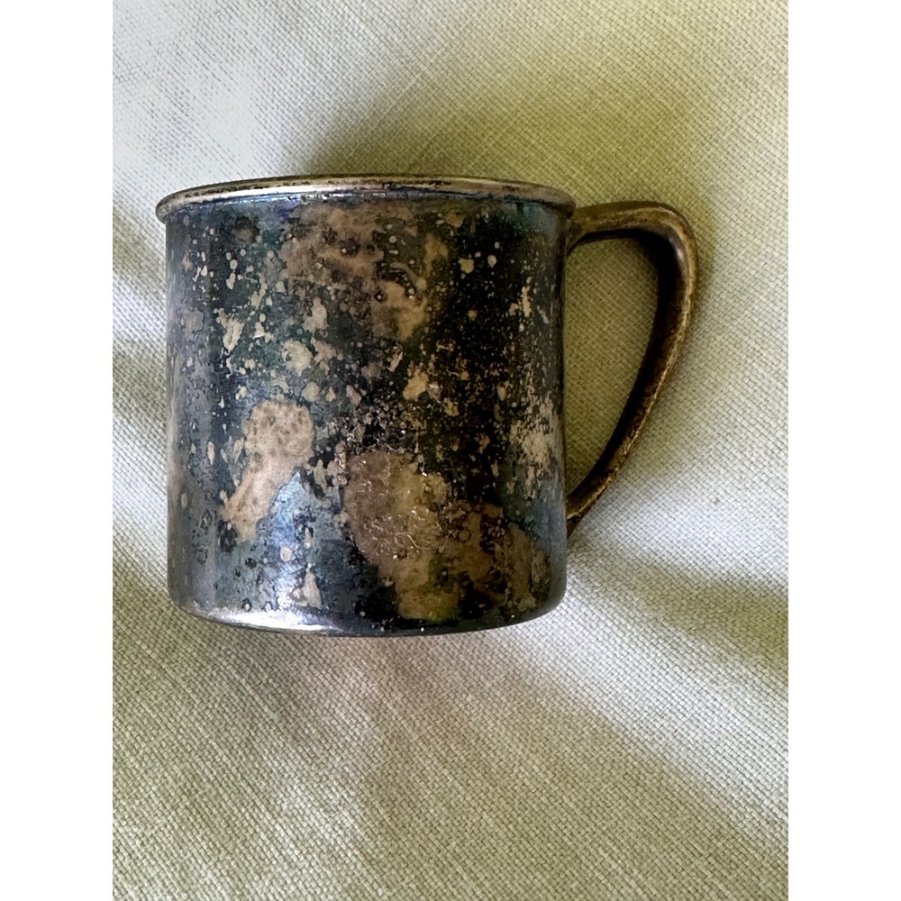 Oneida‎ Silversmiths Baby Cup Vintage SilverPlate Baby Mug Patina